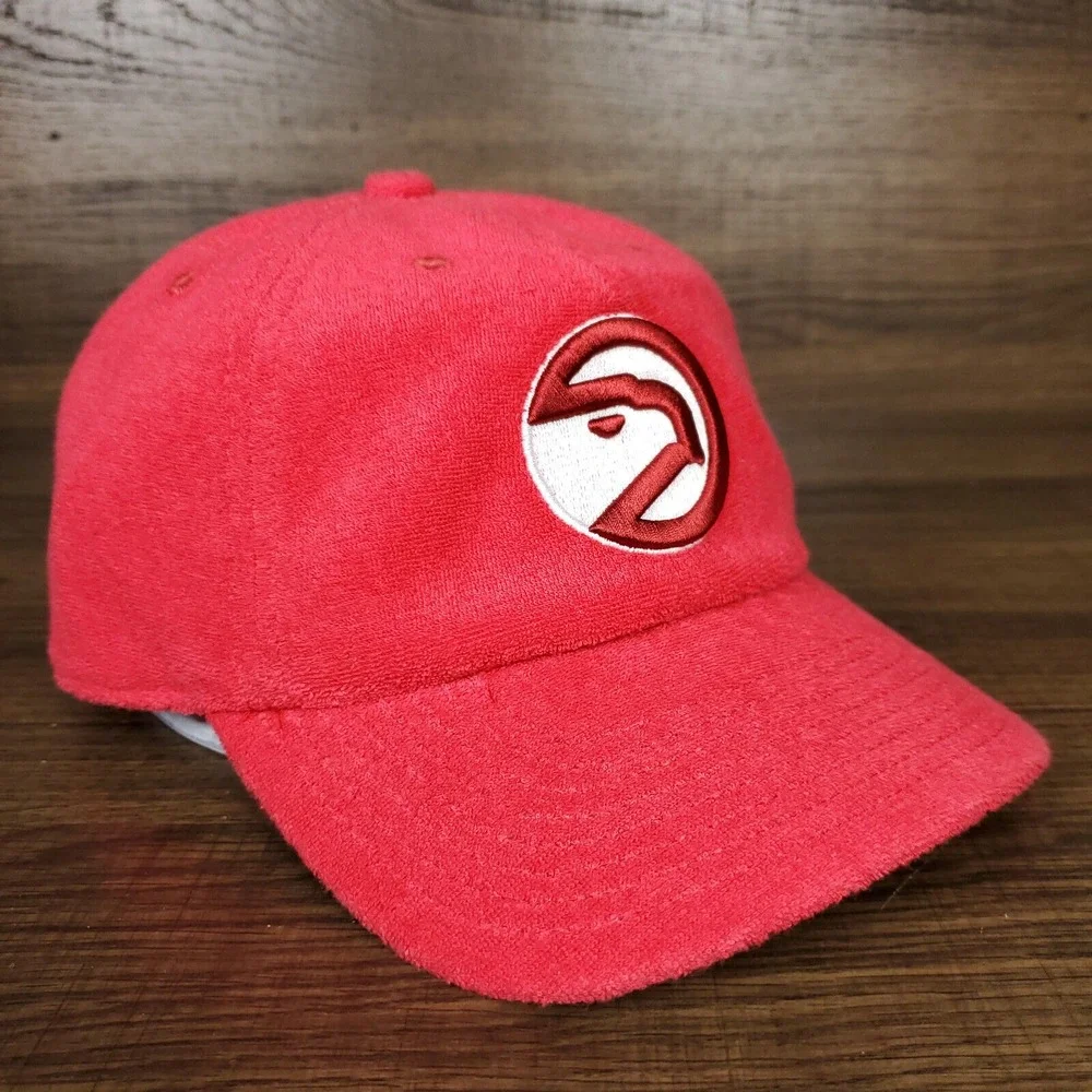 Atlanta Hawks Mitchell & Ness NBA Dad Cap Hat 3D Logo Red Terry‎ Fabric New